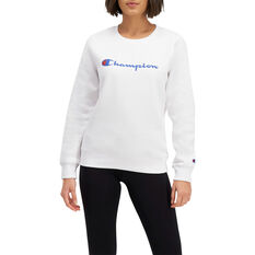 Champion Womens Script Sweatshirt, White, rebel_hi-res
