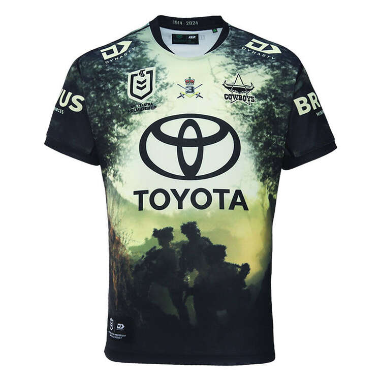 North Queensland Cowboys 2024 Mens Defence Jersey Black XS, Black, rebel_hi-res