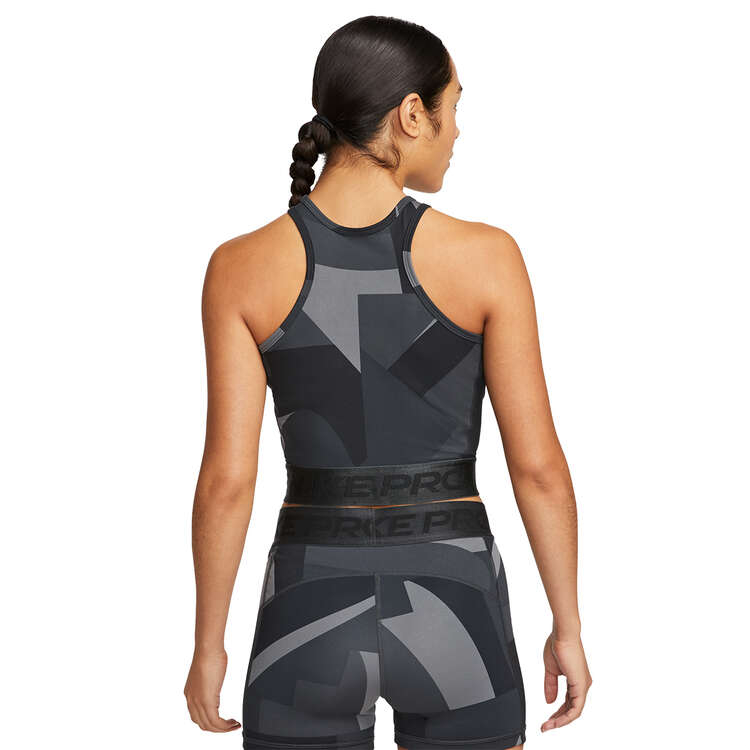 Nike Pro Womens Dri-FIT Cropped Training Tank, Black, rebel_hi-res