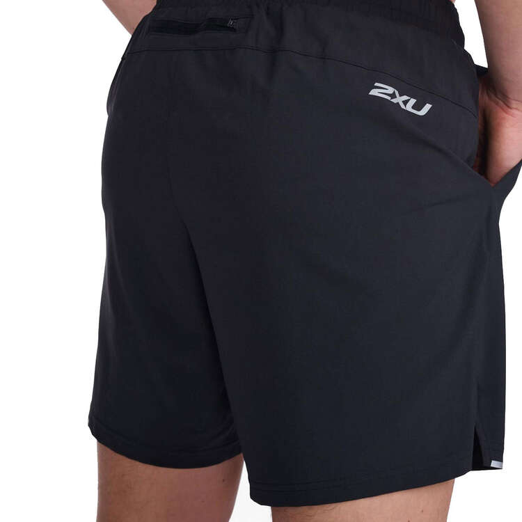 2XU Mens Aero 7inch Shorts, Black, rebel_hi-res