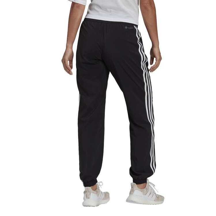 adidas Womens Trainicons 3-Stripes Woven Pants Black XS, Black, rebel_hi-res