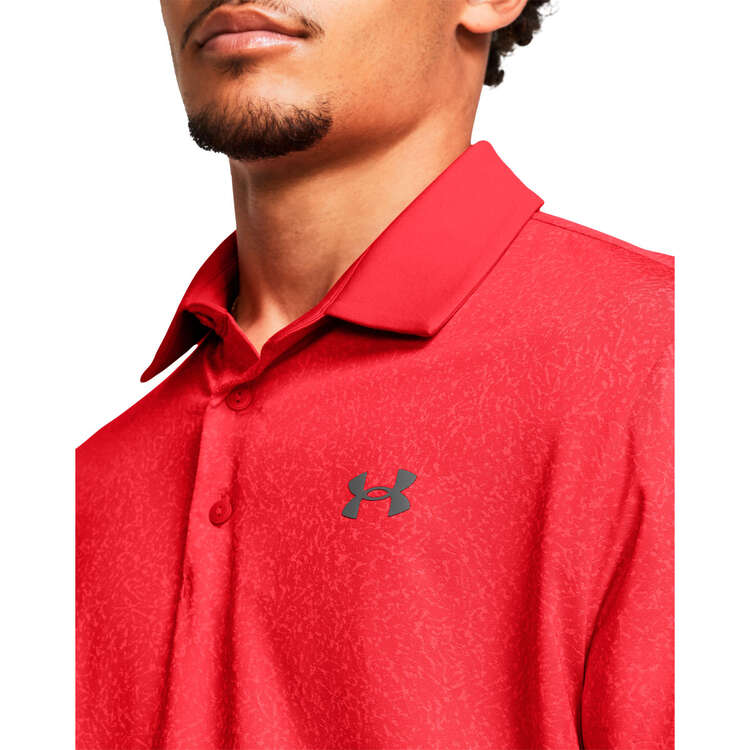 Under Armour Mens UA Playoff 3.0 Coral Jacquard Polo Red L, Red, rebel_hi-res