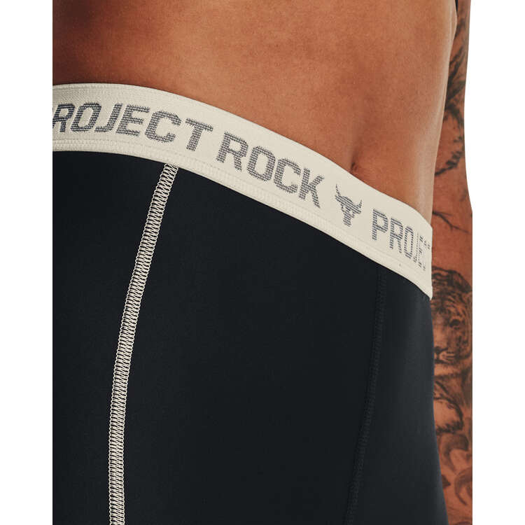 Under Armour Project Rock Womens Bike Shorts Black XS, Black, rebel_hi-res
