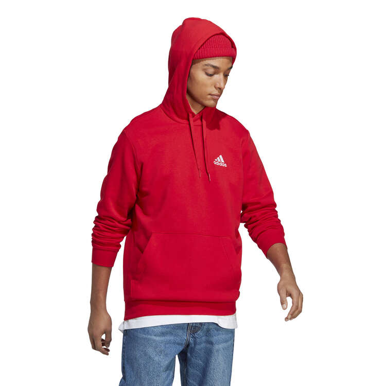 adidas Mens Feel Cosy Pullover Hoodie Red XS, Red, rebel_hi-res
