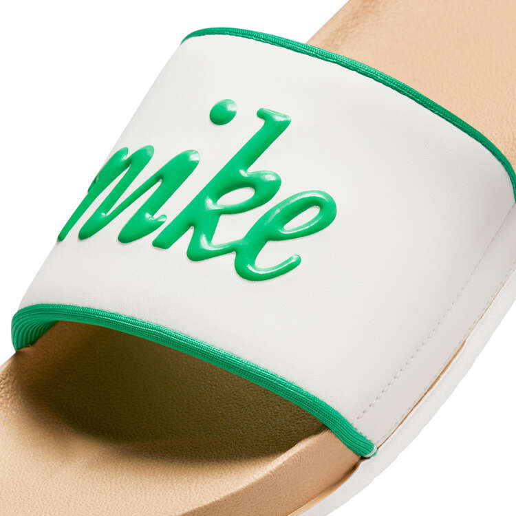Nike Offcourt Womens Slides, Tan/Green, rebel_hi-res