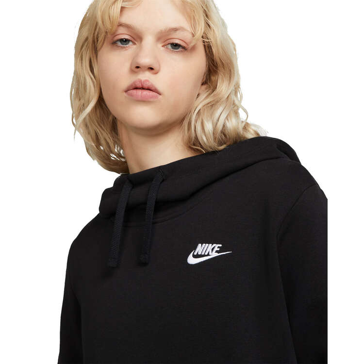 Nike Womens Sportswear Club Fleece Funnel-Neck Hoodie, Black, rebel_hi-res