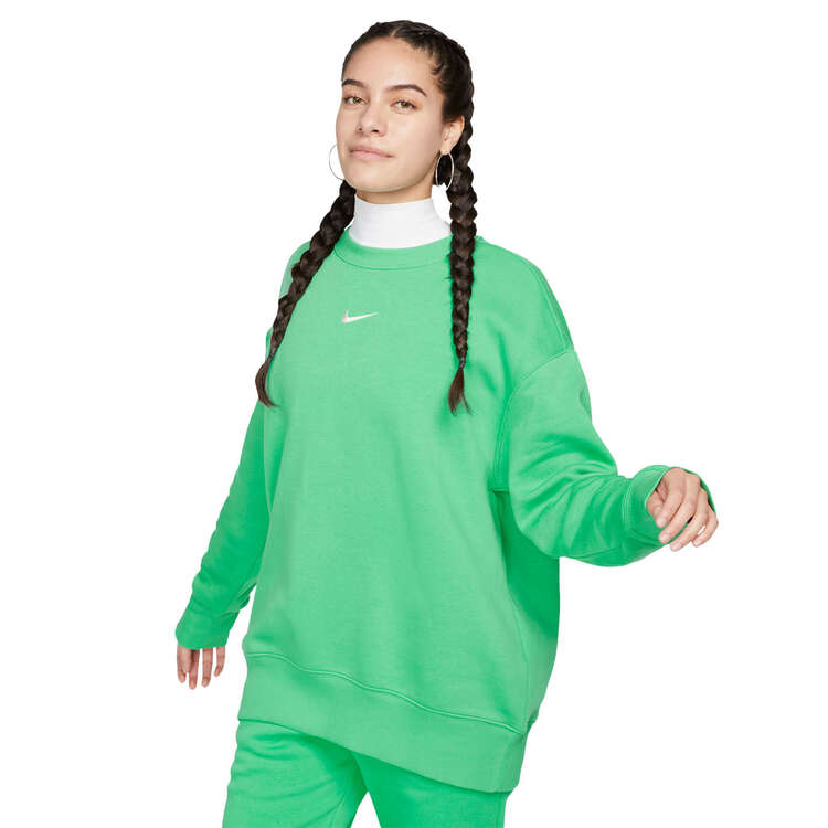 Nike Womens Sportswear Phoenix Fleece Oversized Crewneck Sweatshirt Green XS, Green, rebel_hi-res