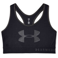Under Armour Womens Armour Mid Keyhole Graphic Sports Bra Black XS, Black, rebel_hi-res