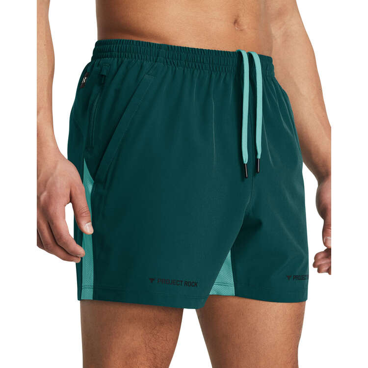 Under Armour Project Rock Mens Ultimate 5-inch Training Shorts, Green, rebel_hi-res