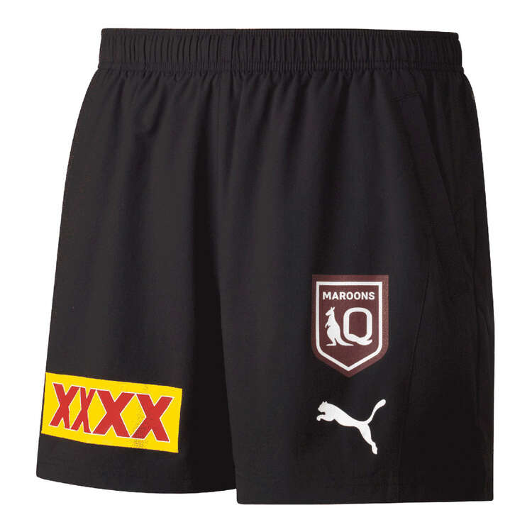 QLD Maroons State of Origin 2023 Mens Training Shorts Black XL, Black, rebel_hi-res