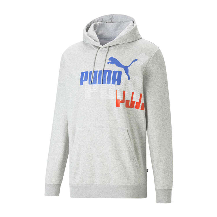 PUMA Mens Essentials+ Logo Power Hoodie Grey M, Grey, rebel_hi-res