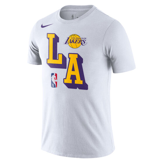 Nike Los Angeles Lakers Mens 3D Block Tee, White, rebel_hi-res