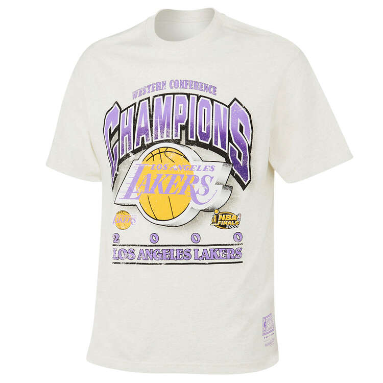 Mitchell & Ness Mens Los Angeles Lakers Bevelled Tee, White, rebel_hi-res