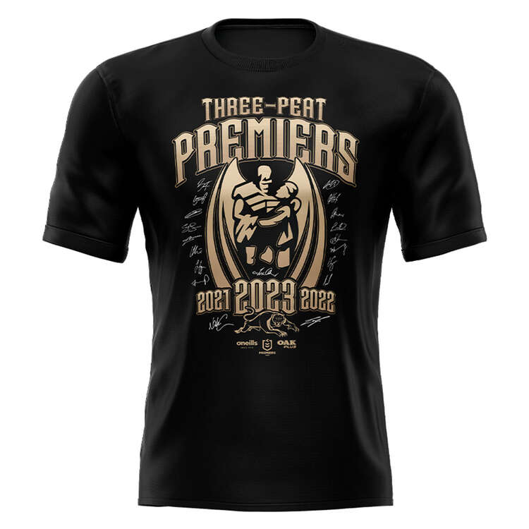 Penrith Panthers 2023 Mens Premiers Tee Black S, Black, rebel_hi-res