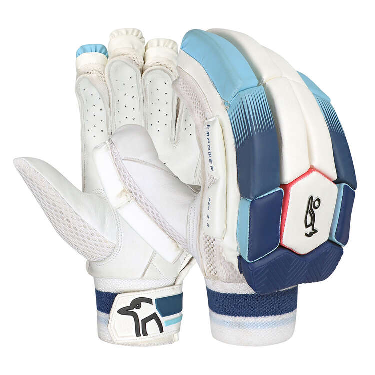 Kookaburra Empower Pro 3.0 Cricket Batting Gloves White/Blue Right Hand, White/Blue, rebel_hi-res