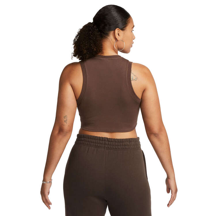 Nike Womens Sportswear Essentials Ribbed Cropped Tank Brown XS, Brown, rebel_hi-res