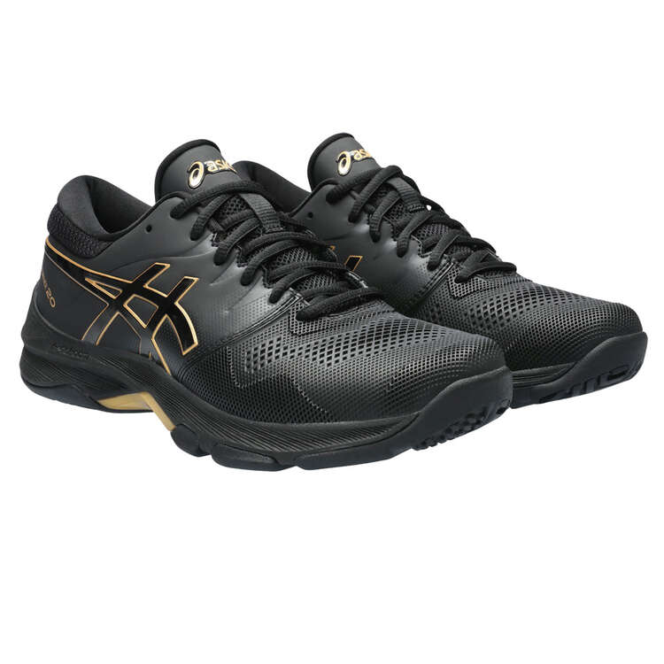 Asics GEL Netburner 20 D Womens Netball Shoes Black/Gold US 6.5, Black/Gold, rebel_hi-res