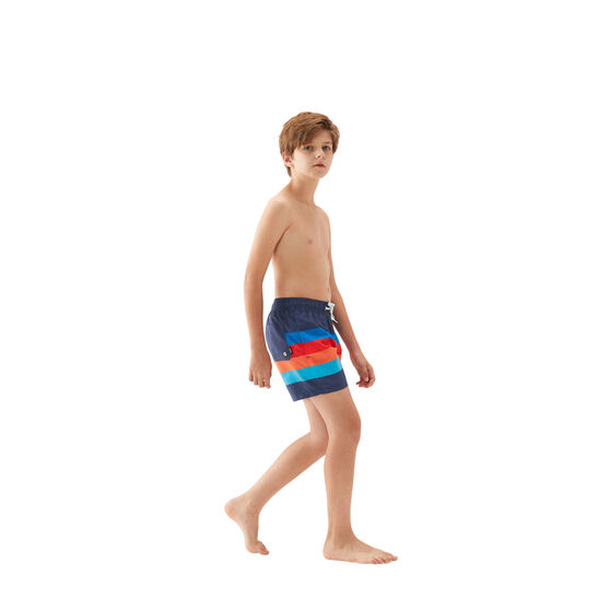 Tahwalhi Boys Stripe Board Shorts Blue/Orange 8, Blue/Orange, rebel_hi-res