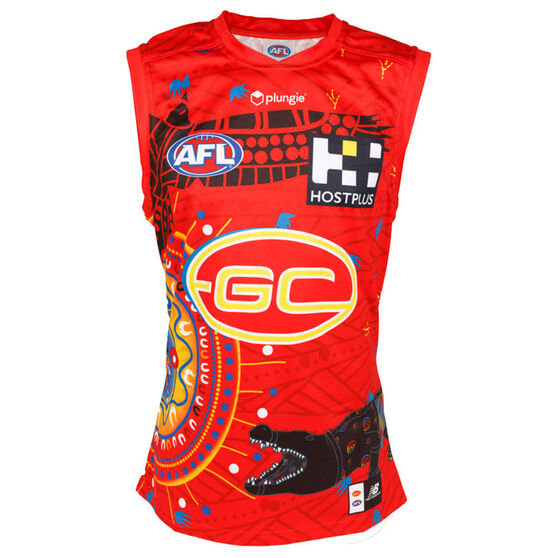 Gold Coast Suns Mens 2022 Authentic Indigenous Guernsey Red S, Red, rebel_hi-res