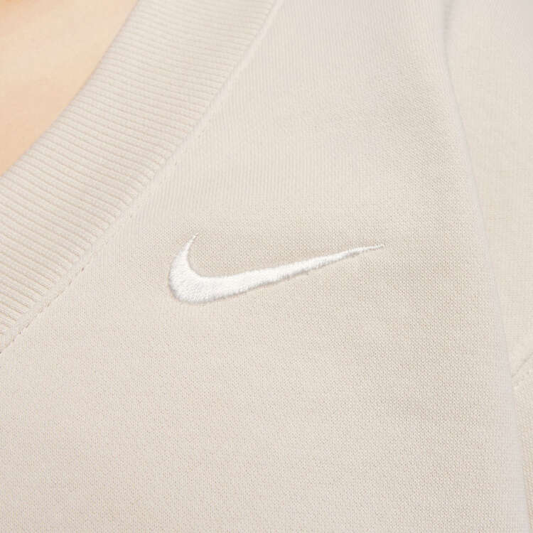 Nike Womens Phoenix Fleece Cropped V-Neck Sweatshirt, Beige, rebel_hi-res