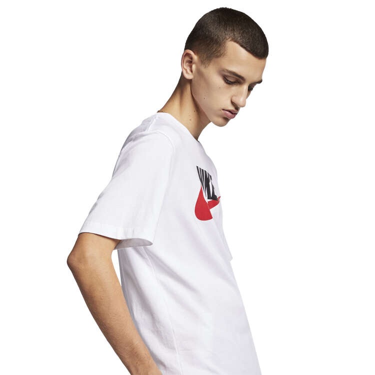 Nike Mens Sportswear Icon Futura Tee, White/Black/Red, rebel_hi-res
