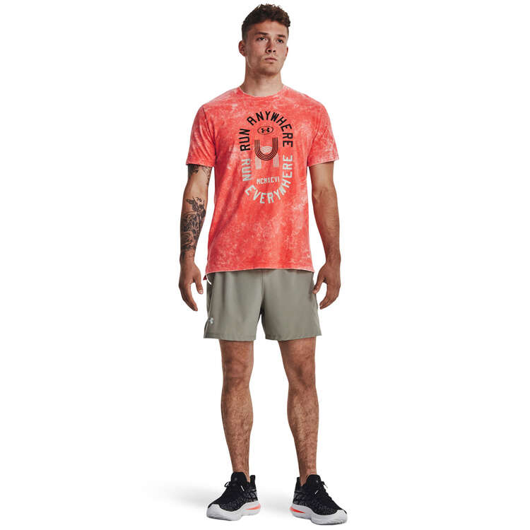 Under Armour Mens UA Run Anywhere Wash Tee, Red, rebel_hi-res