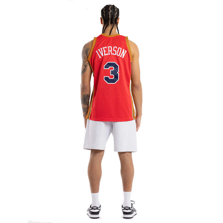 Mitchell & Ness Philadelphia 76ers Allen Iverson 2004/05 Alternate Swingman Basketball Jersey, Red, rebel_hi-res