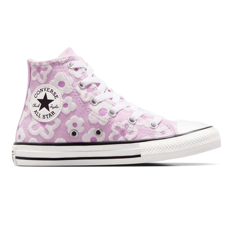 Converse Chuck Taylor All Star Floral High Kids Casual Shoes, Lilac/White, rebel_hi-res
