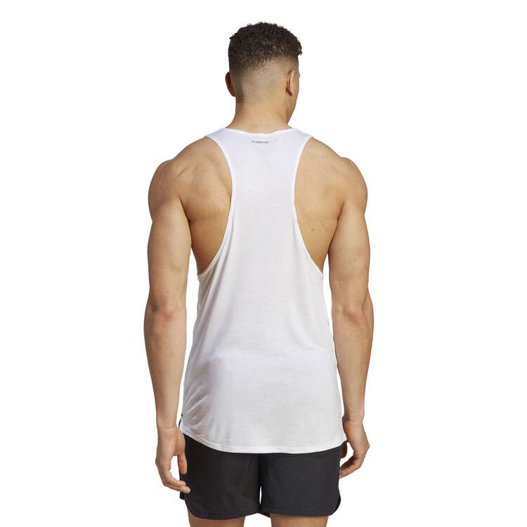 adidas Mens Workout Stringer Training Tank, White, rebel_hi-res