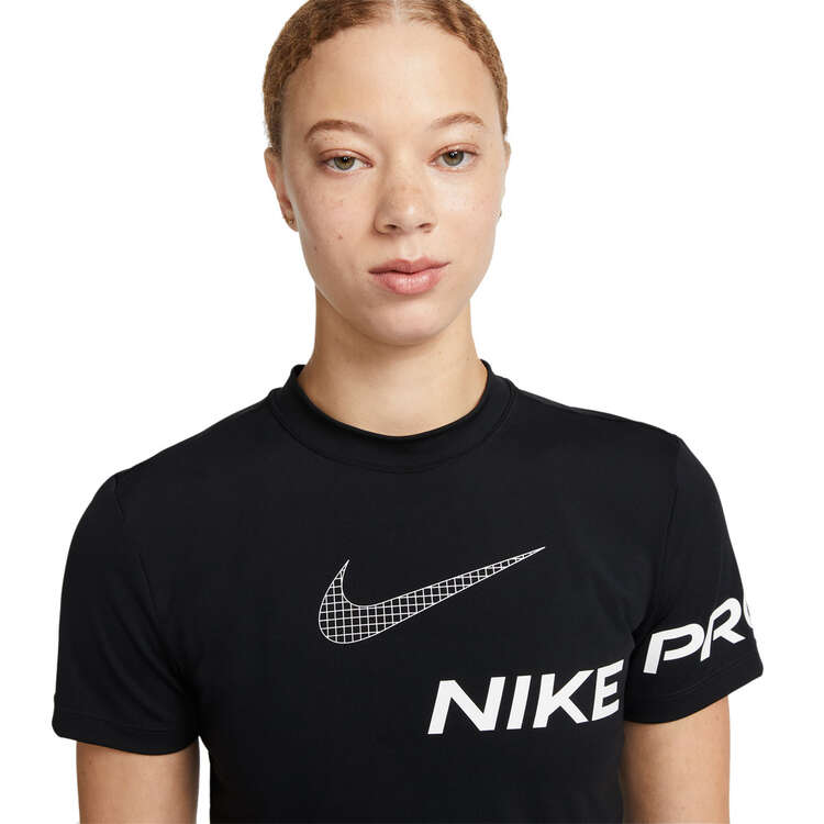 Nike Pro Womens Dri-FIT Graphic Training Crop Tee Black S