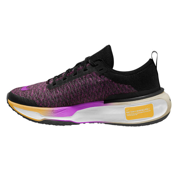 Nike ZoomX Invincible Run Flyknit 3 Womens Running Shoes Black/Purple US 6, Black/Purple, rebel_hi-res