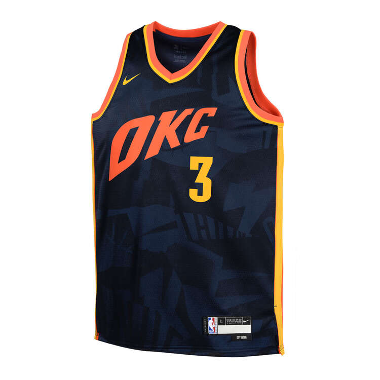Nike Oklahoma City Thunder Josh Giddey 2023/24 City Edition Kids Basketball Jersey Black S, Black, rebel_hi-res