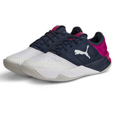Puma Accelerate CT Nitro Womens Netball Shoes, White/Blue, rebel_hi-res