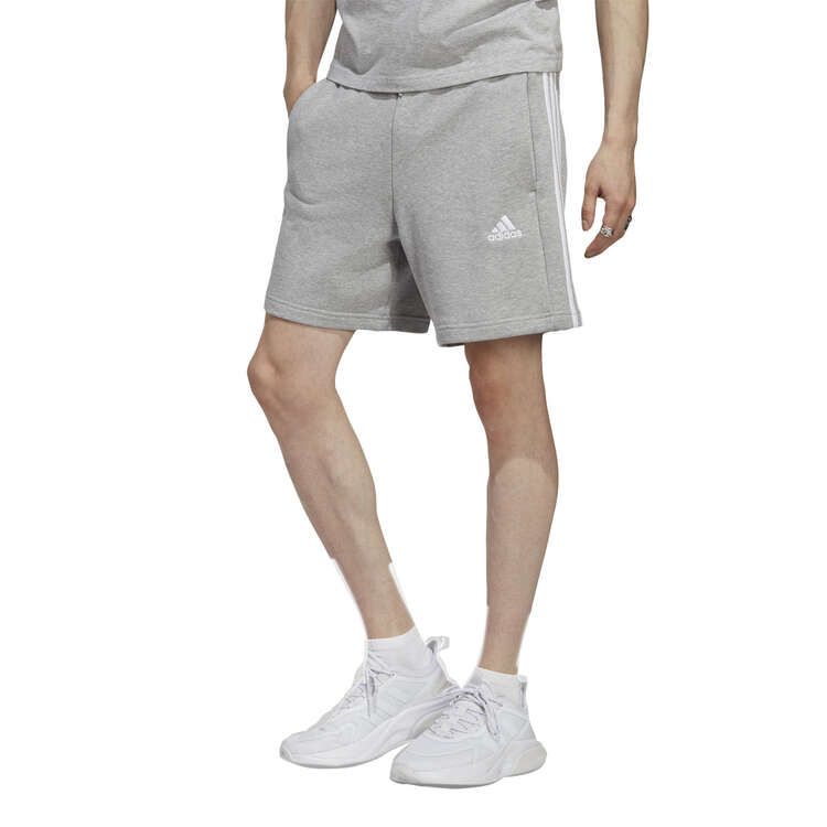 adidas Mens 3-Stripes French Terry Shorts Grey XS, Grey, rebel_hi-res