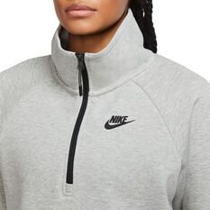 Nike Womens Sportswear Tech Fleece 1/4 Zip Hoodie, Grey, rebel_hi-res