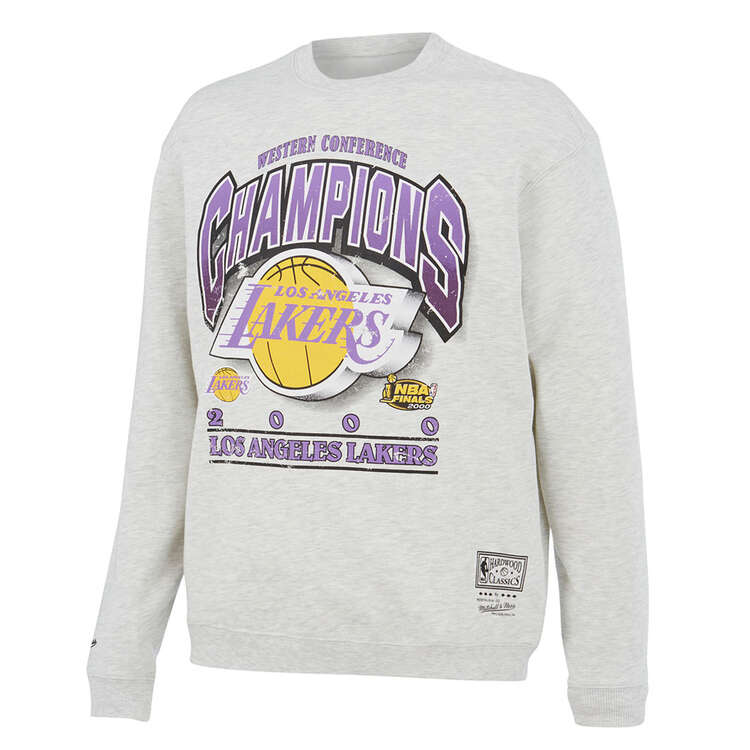 Los Angeles Lakers Mens Bevelled Crew Sweatshirt, Grey, rebel_hi-res