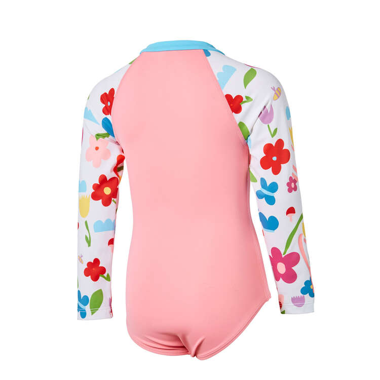 Tahwalhi Girls Tulip Long Sleeve Swimsuit Pink 4, Pink, rebel_hi-res