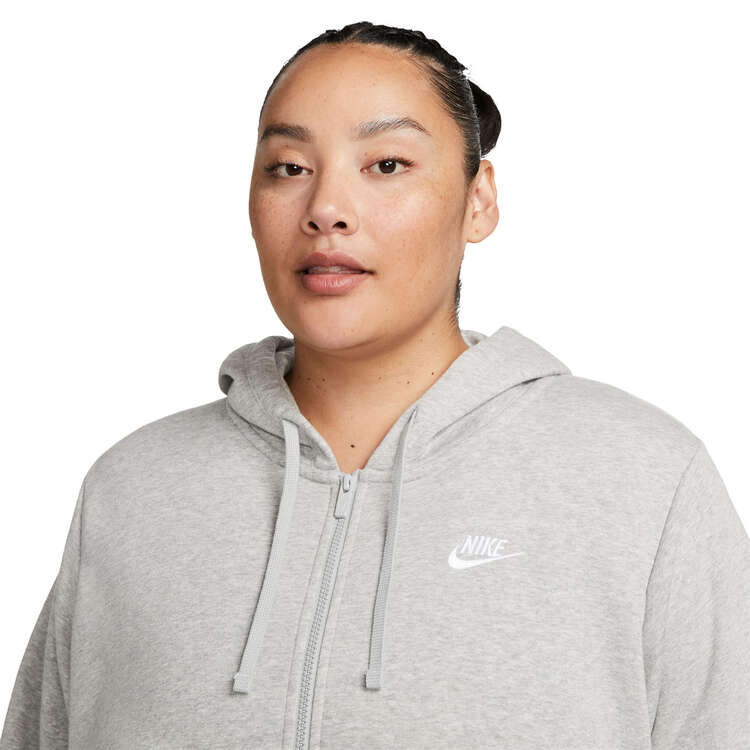 Nike Womens Sportswear Club Fleece Full Zip Hoodie, Grey, rebel_hi-res