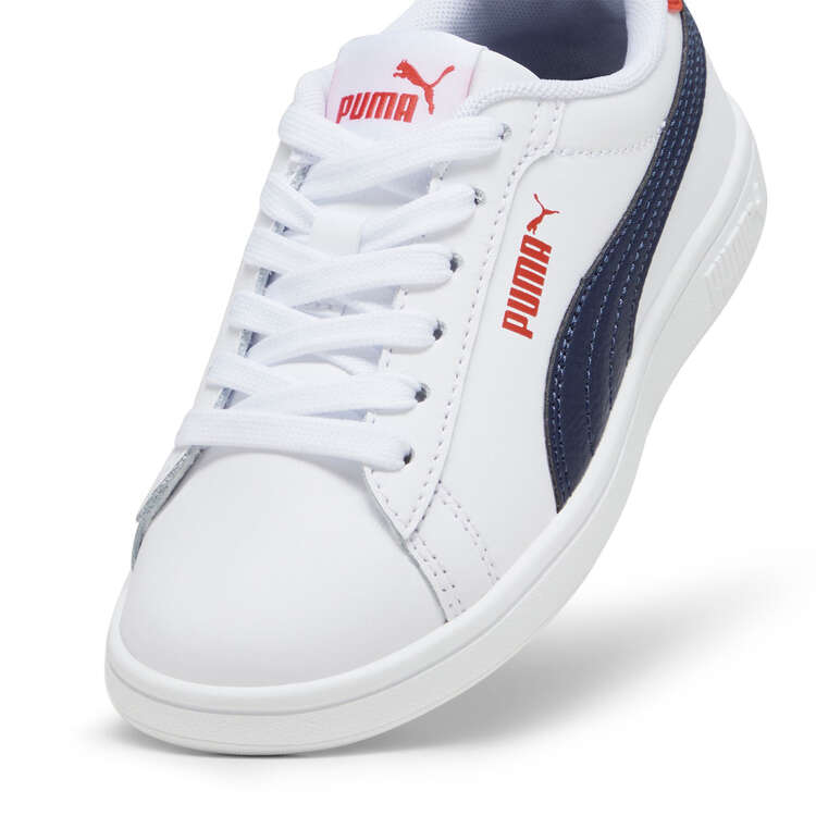 Puma Smash 3.0 PS Kids Casual Shoes, White/Navy, rebel_hi-res