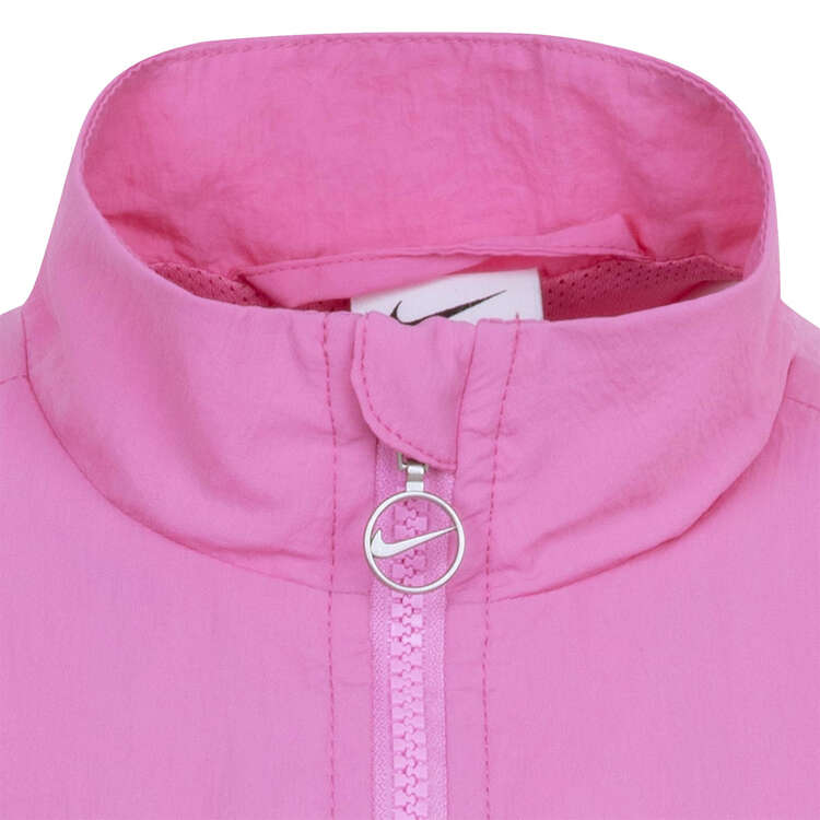Nike Junior Girls Swoosh Windbreaker Jacket, Pink/White, rebel_hi-res