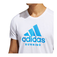 adidas Mens AEROREADY Running Logo Graphic Tee, White, rebel_hi-res