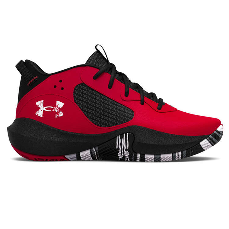 Under Armour Lockdown 6 PS Kids Basketball Shoes Red/Black US 13, Red/Black, rebel_hi-res