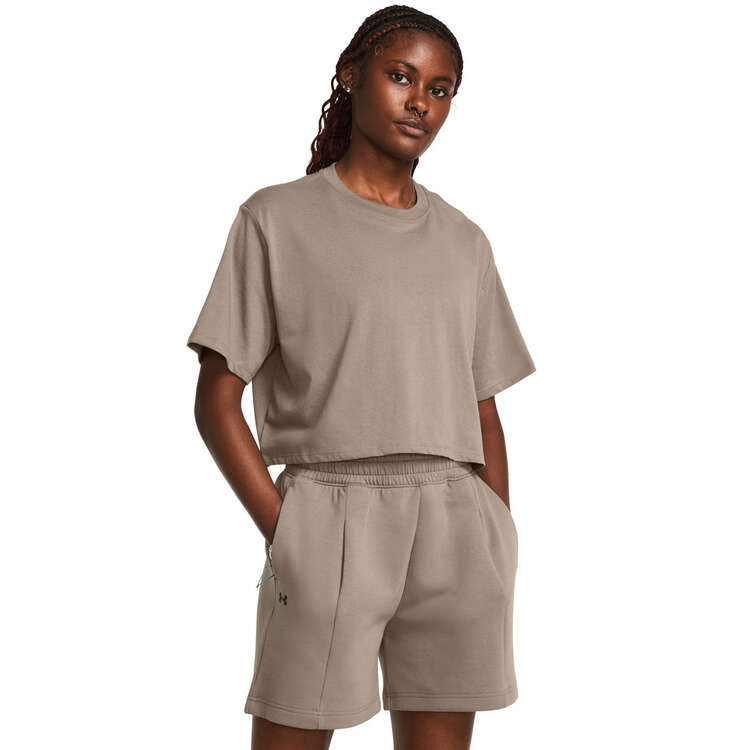 Under Armour Womens Campus Boxy Crop Tee, Taupe, rebel_hi-res