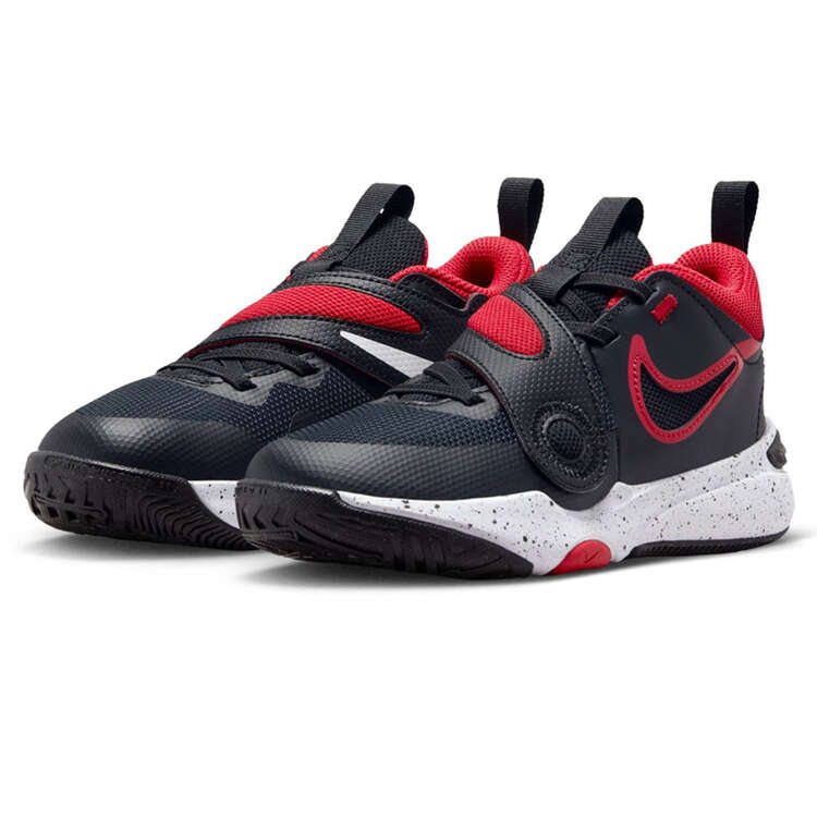 Nike Team Hustle D 11 PS Kids Basketball Shoes Black/Red US 11, Black/Red, rebel_hi-res