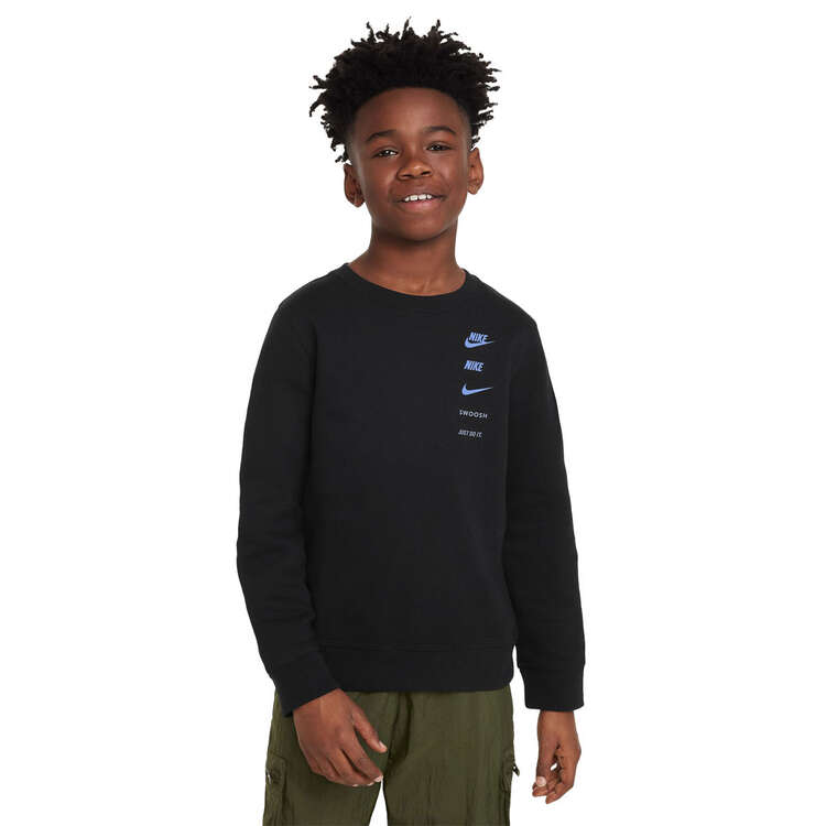 Nike Boys Sportswear Standard Issue Fleece Crew Sweatshirt Black XS, Black, rebel_hi-res