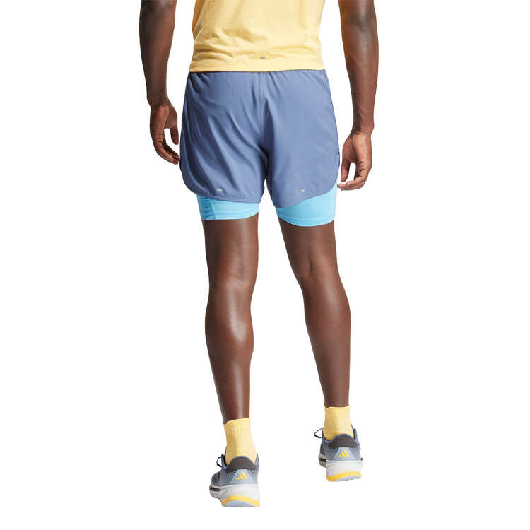 adidas Mens Own The Run 3-Stripes 2-in-1 Shorts Navy XS, Navy, rebel_hi-res