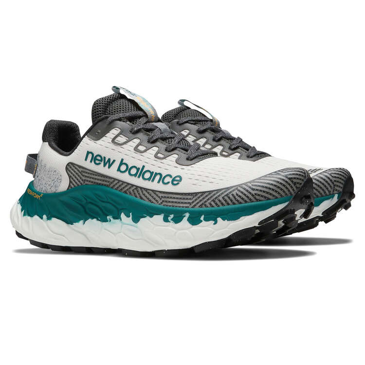 New Balance Fresh Foam More Trail v3 Mens Trail Running Shoes, White/Green, rebel_hi-res