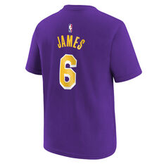 Los Angeles Lakers LeBron James 2021/22 Kids Statement Tee, Purple, rebel_hi-res