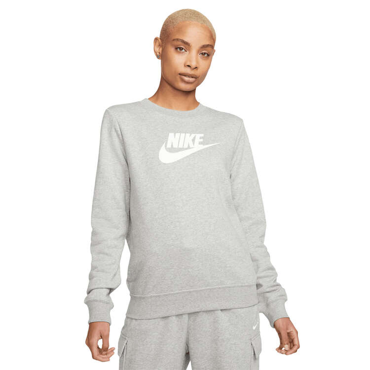 Nike Womens Sportswear Club Fleece Logo Sweatshirt Grey L, Grey, rebel_hi-res