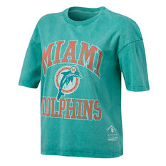 Mitchell & Ness Womens Ivy Arch Boxy Tee Teal XS, Teal, rebel_hi-res